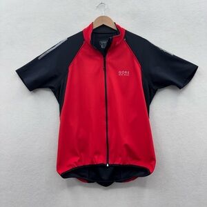 Gore Bike Wear Windstopper Mens Large Soft Shell Cycling Jacket Red Short Sleeve